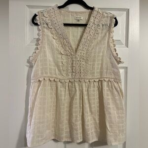 Max Studio Cream Textured Sleeveless Top